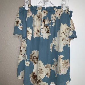 Strapless flower print top